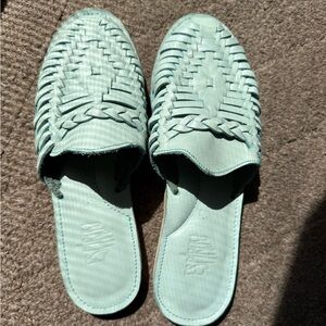Spirit Women's Woven Mules - sea foam leather 8